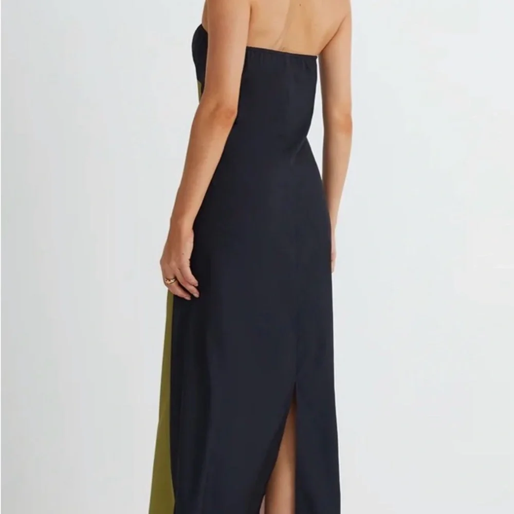 Commense Black Maxi Dress with Olive, Rust & Cream Floral Panel - Picture 2 of 3